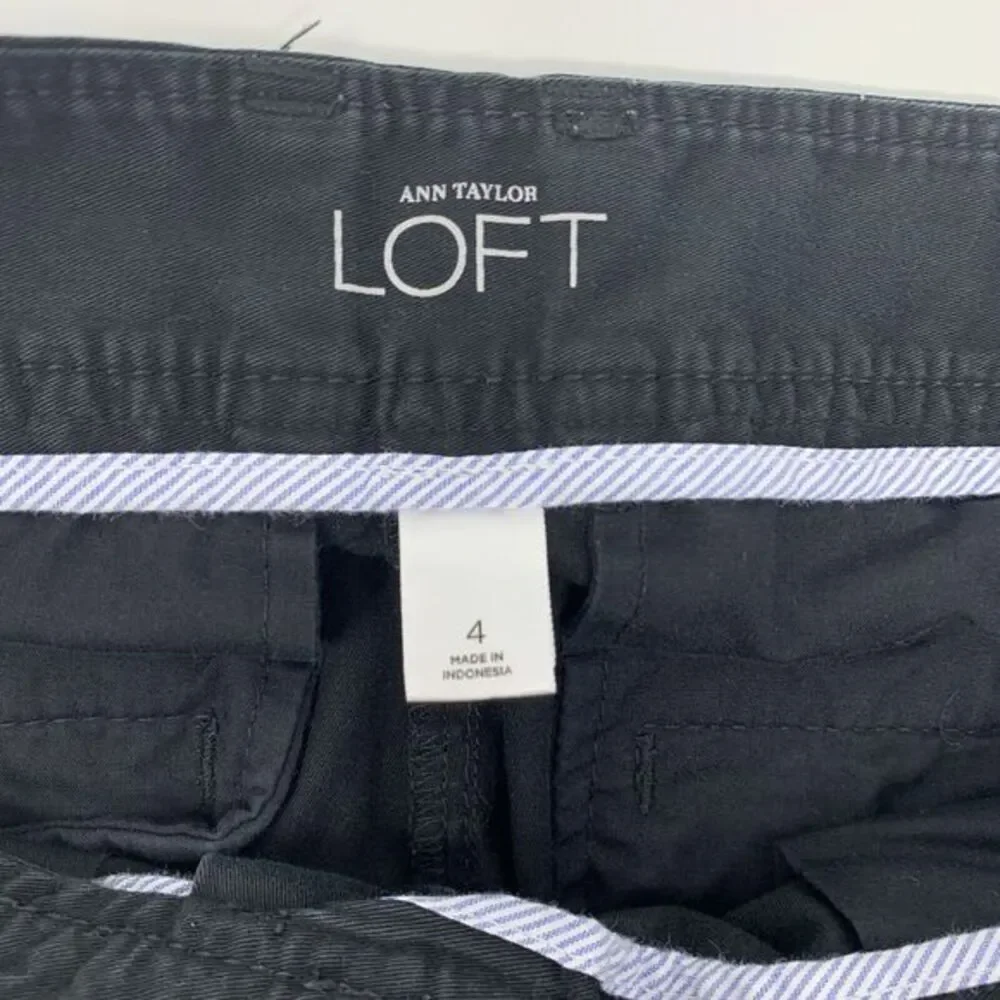 ANNE TAYLOR LOFT Black Cotton Blend Narrow Leg Women's Capri Pants Size 4 - Picture 5 of 8